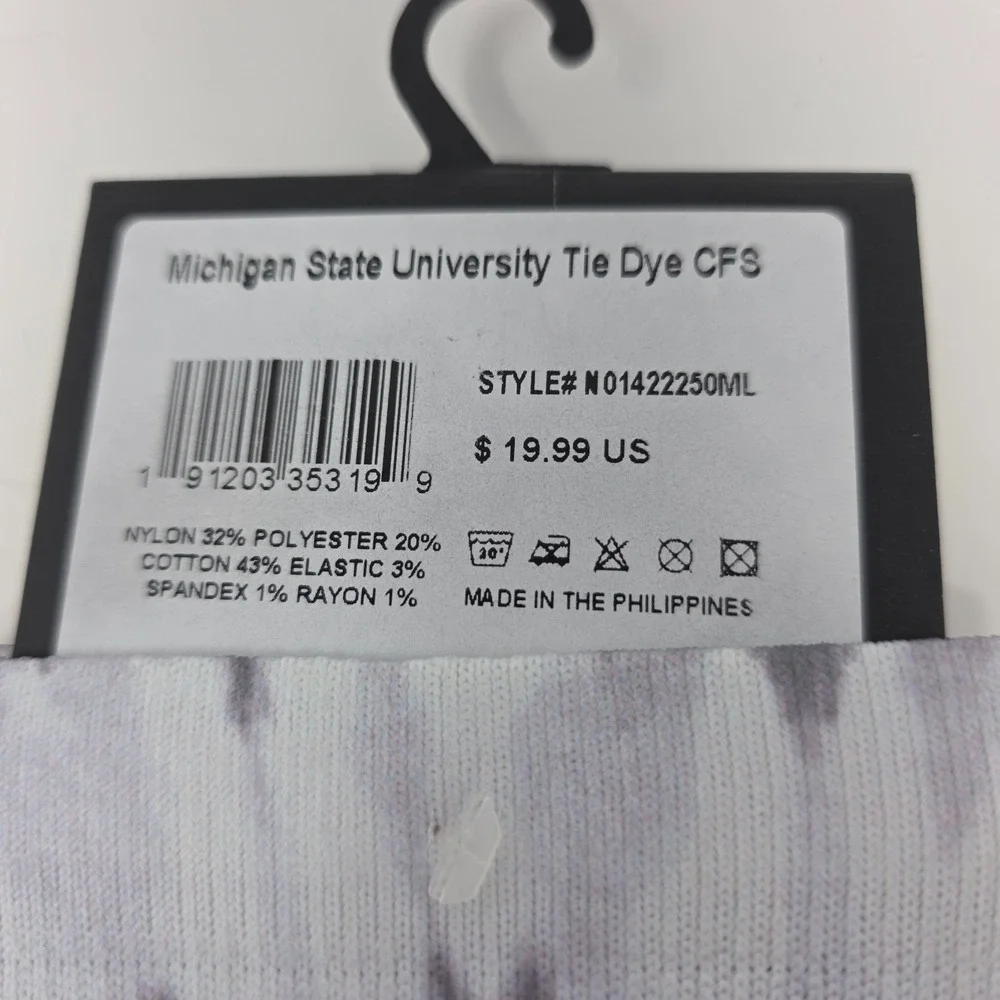Strideline Michigan State Spartans Socks Lot 2 Wool Tie Dye M/L 8-12 NCAA NWT
